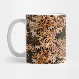 Orange Leaves On Mossy Green Grass Mug